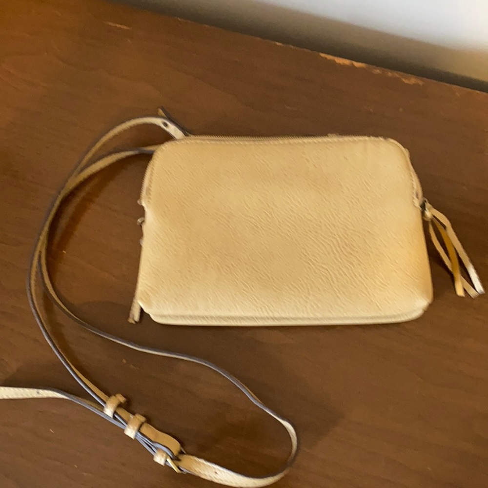 Tan faux leather crossbody purse